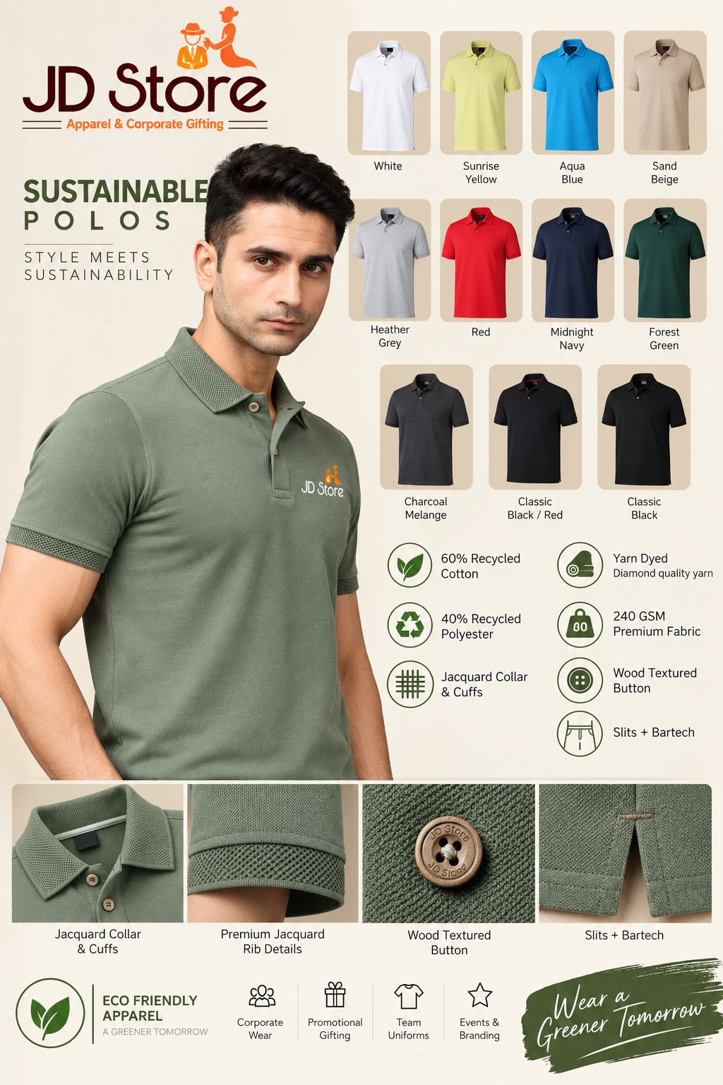Jacquard Sustainable Polo T-Shirt
