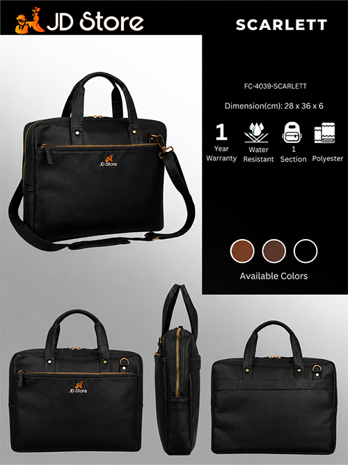 JD FC-4039 Scarlett Laptop Messenger Bag – Black