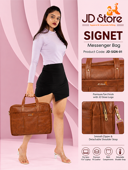 JD FC-4038 Signet Laptop Messenger Bag – Tan