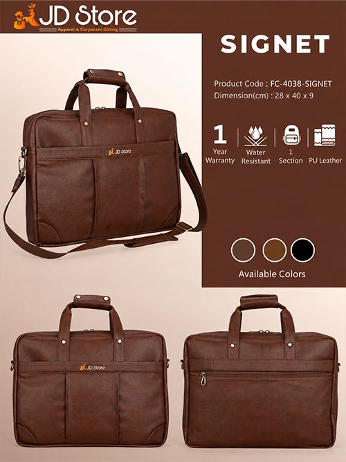 JD FC-4038 Signet Laptop Messenger Bag – Tan