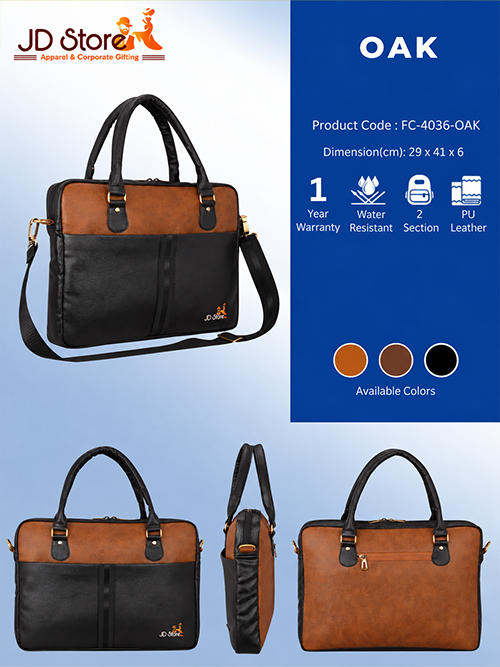 JD FC-4036 Oak Laptop Messenger Bag – Tan