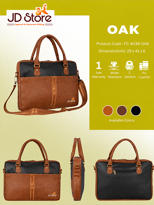 JD FC-4036 Oak Laptop Messenger Bag – Tan