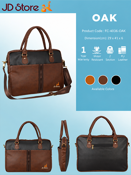 JD FC-4036 Oak Laptop Messenger Bag – Tan
