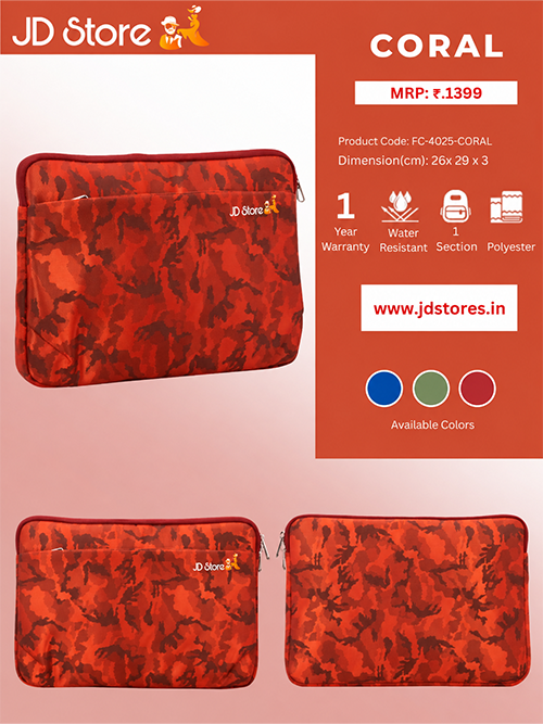 JD FC-4025 Coral Laptop Sleeve