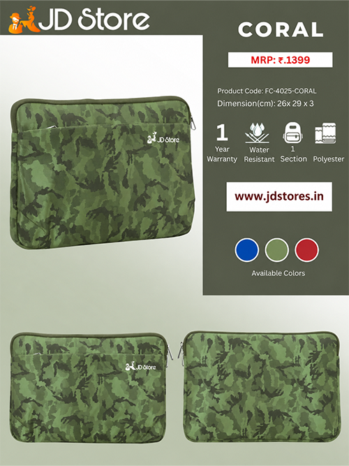 JD FC-4025 Coral Laptop Sleeve