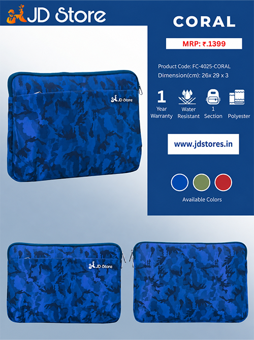 JD FC-4025 Coral Laptop Sleeve
