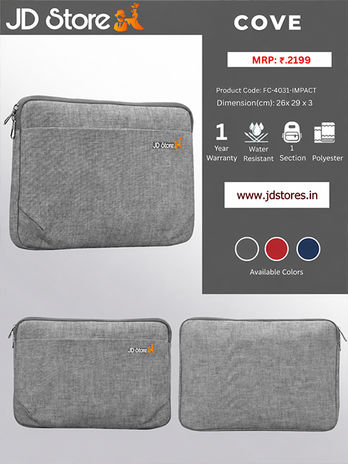 JD FC-4024 Cove Laptop Sleeve – Light Grey