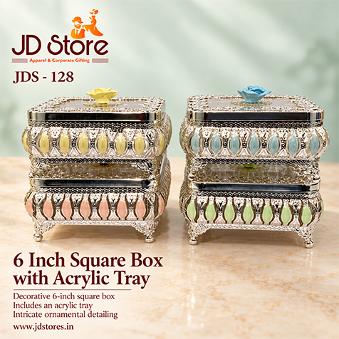 JDS - 128 - 6 Inch Square Box with Acrylic Tray