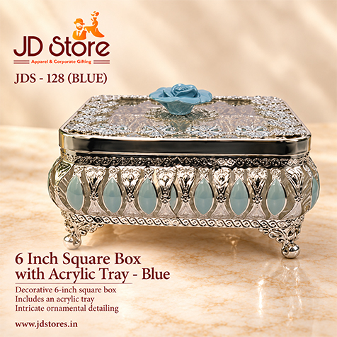JDS - 128 - 6 Inch Square Box with Acrylic Tray