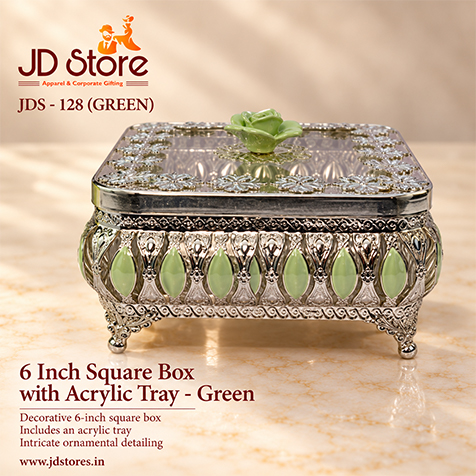 JDS - 128 - 6 Inch Square Box with Acrylic Tray
