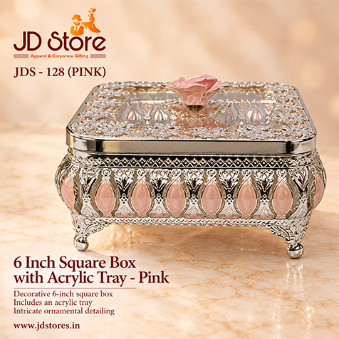 JDS - 128 - 6 Inch Square Box with Acrylic Tray