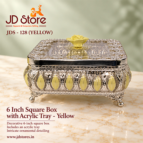 JDS - 128 - 6 Inch Square Box with Acrylic Tray