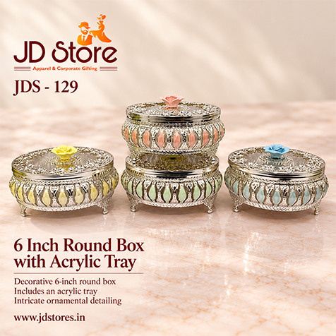 JDS - 129 - 6 Inch Round Box with Acrylic Tray