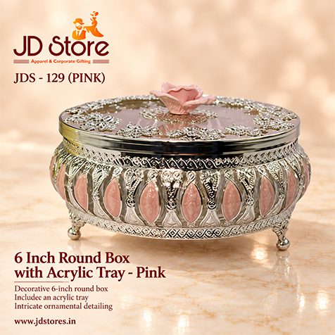 JDS - 129 - 6 Inch Round Box with Acrylic Tray