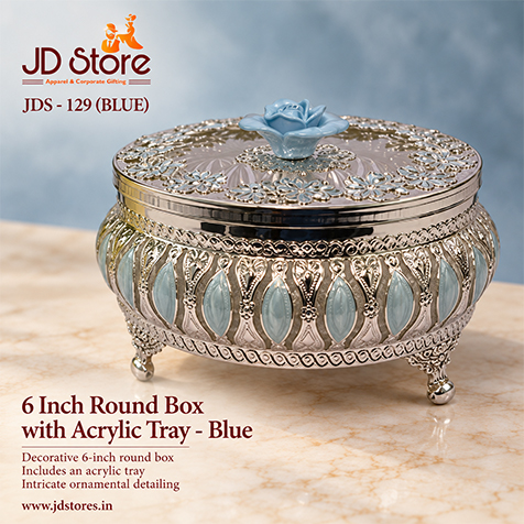 JDS - 129 - 6 Inch Round Box with Acrylic Tray