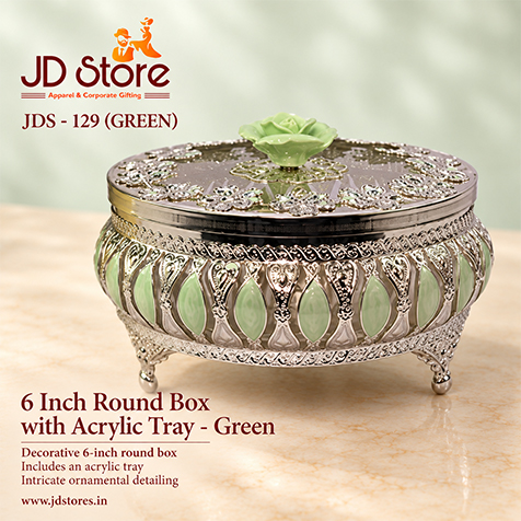 JDS - 129 - 6 Inch Round Box with Acrylic Tray
