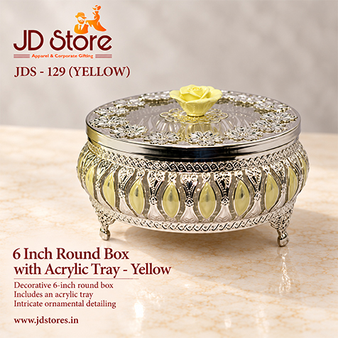 JDS - 129 - 6 Inch Round Box with Acrylic Tray