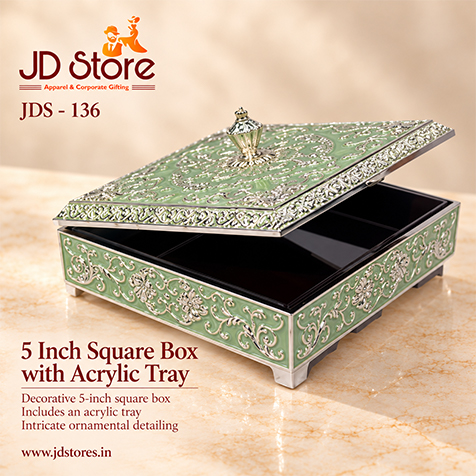 JDS - 136 - 5 Inch Square Box with Acrylic Tray