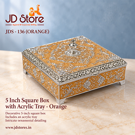 JDS - 136 - 5 Inch Square Box with Acrylic Tray
