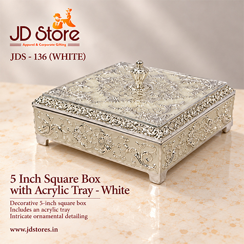 JDS - 136 - 5 Inch Square Box with Acrylic Tray