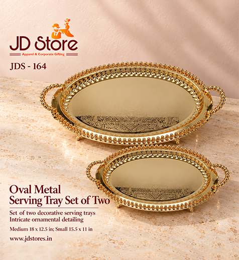 JDS - 164 Oval Metal Serving Tray Set of Two