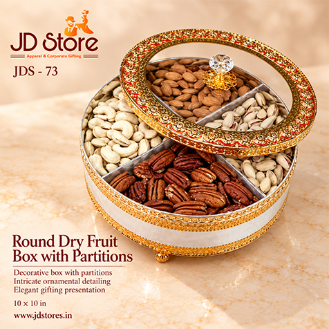 JDS - 73 Round Dry Fruit Box with Partitions