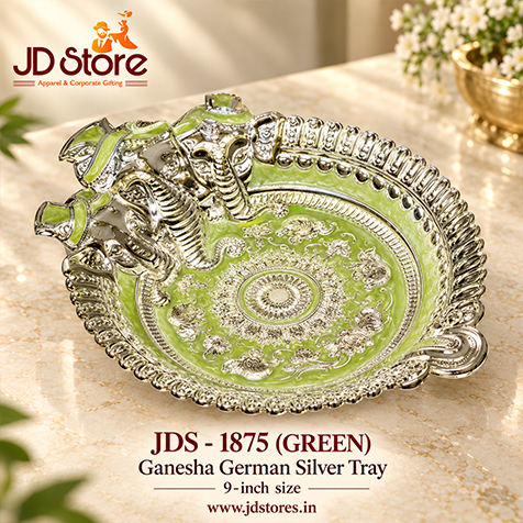 JDS 1875 BLUE Ganesha German Silver Tray