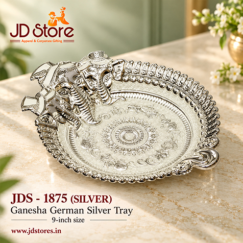 JDS 1875 BLUE Ganesha German Silver Tray