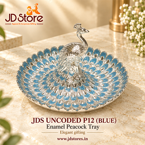 JDS UNCODED P12 BLUE Enamel Peacock Tray