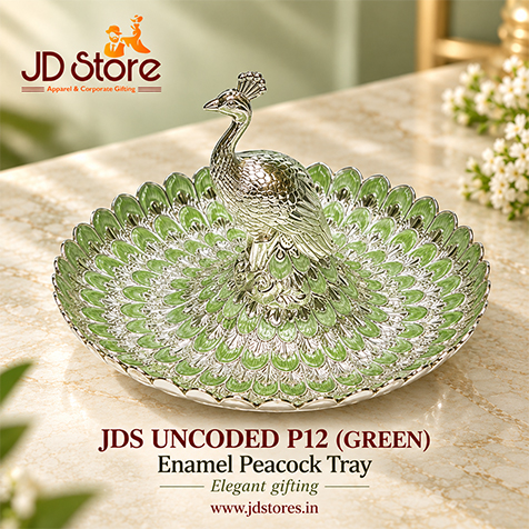 JDS UNCODED P12 BLUE Enamel Peacock Tray