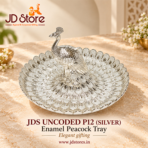 JDS UNCODED P12 BLUE Enamel Peacock Tray