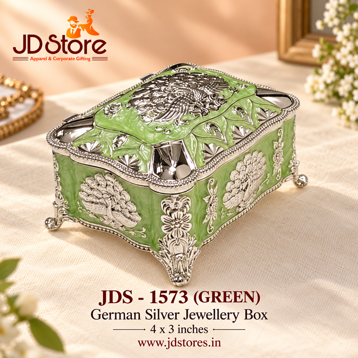 JDS - 1573 German Silver Jewellery Box