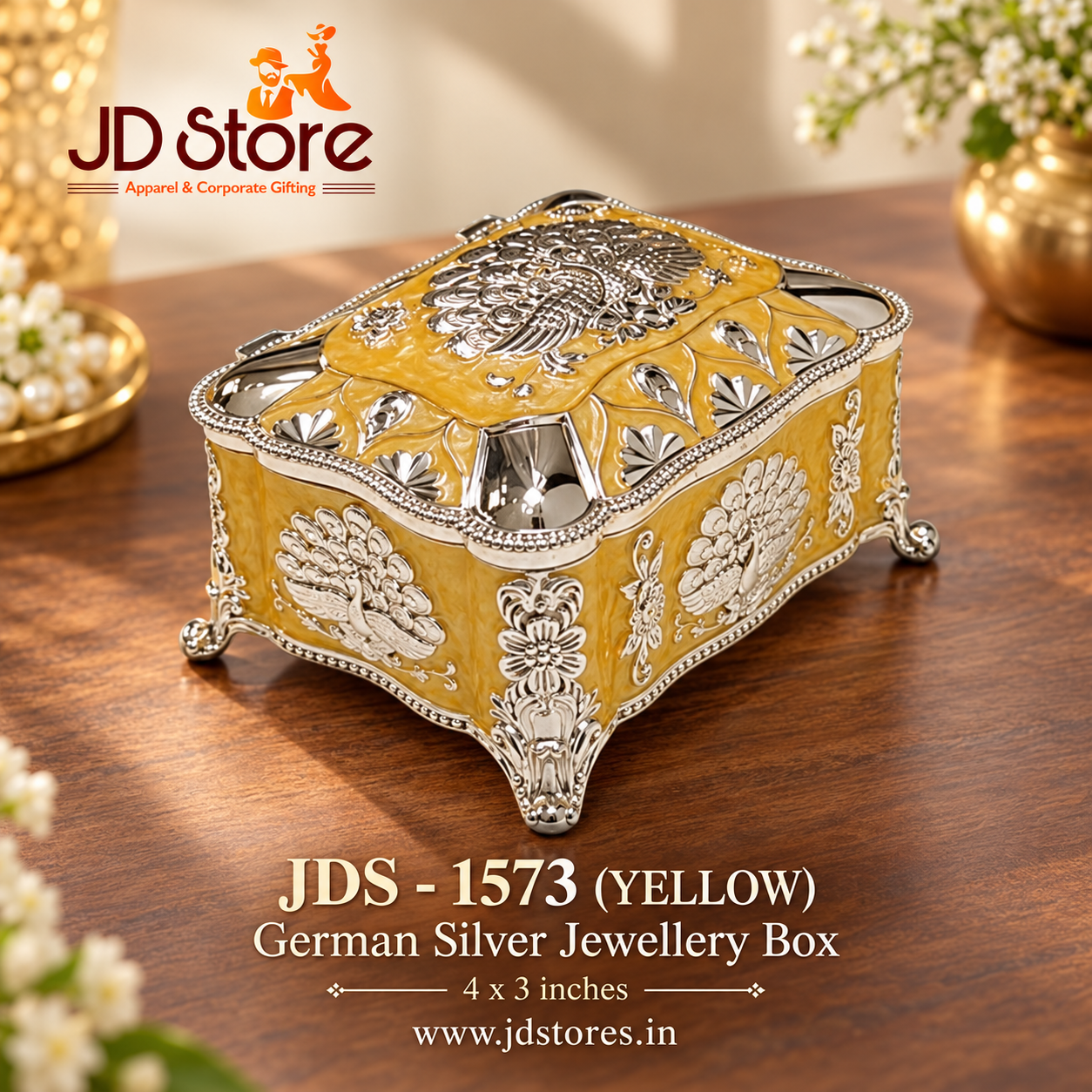 JDS - 1573 German Silver Jewellery Box