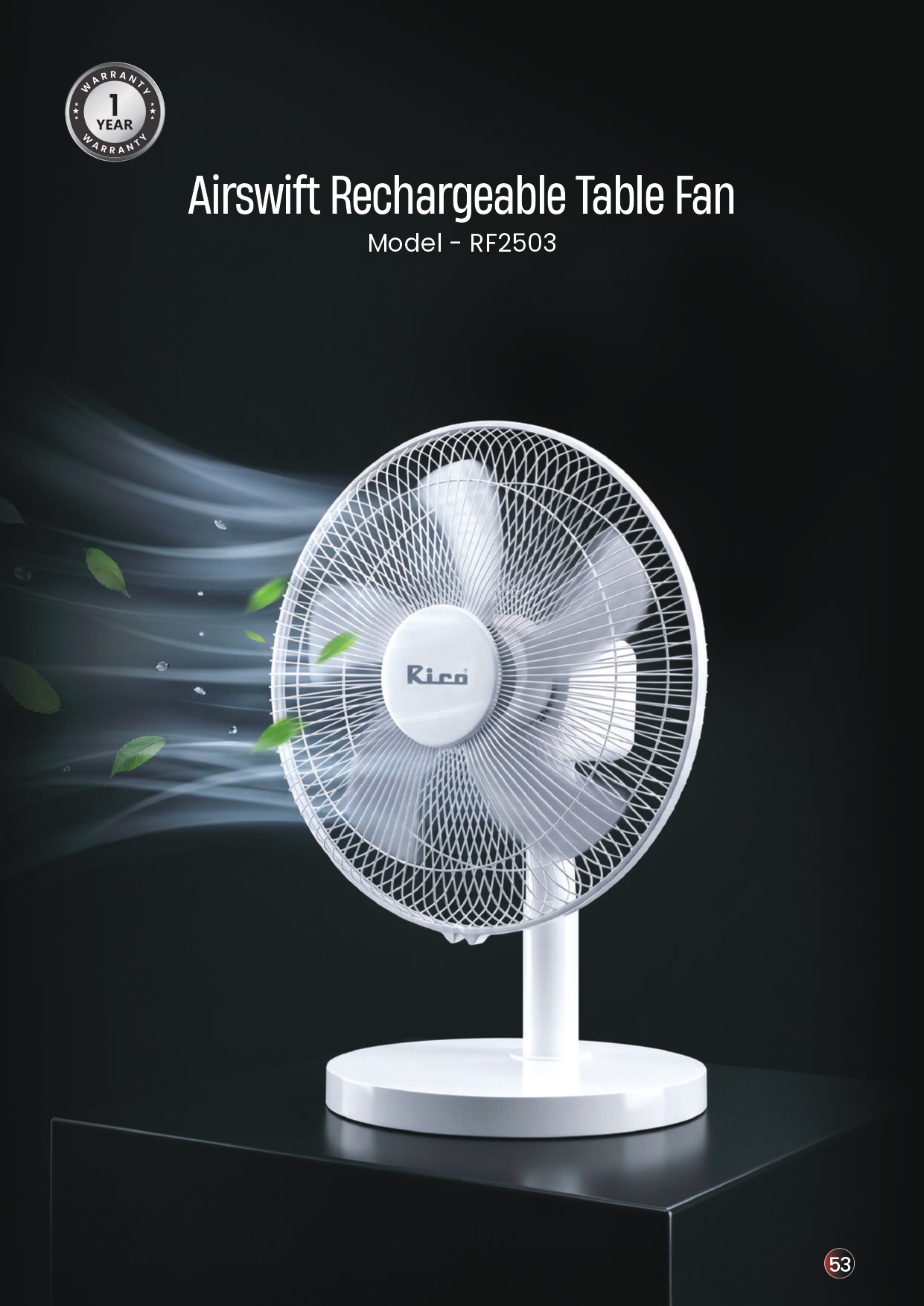 Airswift Rechargeable Table Fan - RF2503 (Old)